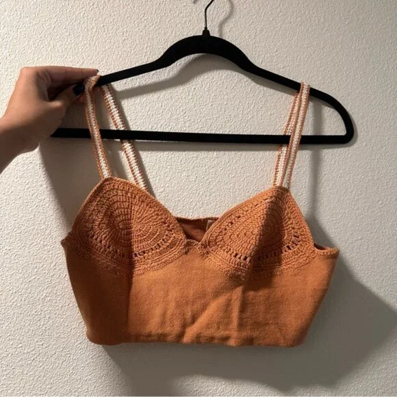 Revolve Crochet Crop Top | Yellow | Medium | Camila Coelho - Picture 1 of 4